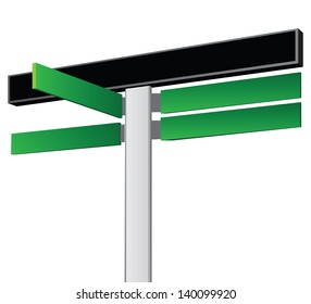 Road sign with one common boards and four pointers. Vector illustration.