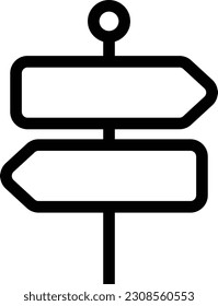 Road Sign outline icon. Adventure icon set. Line with Editable stroke. Vector illustration isolated on white background.