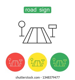Road sign outline icons set. Editable stroke road regulation sign for mobile application. Road with signposts pictogram. Symbol of traffic safety rules vector illustration isolated on white background
