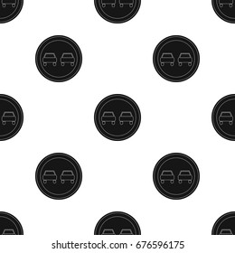 Road sign overtaking is prohibited .Car single icon in black style vector symbol stock illustration web.