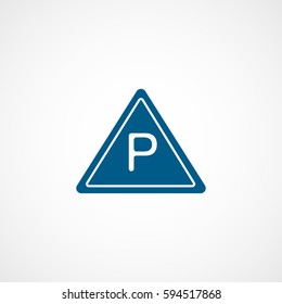 Road Sign Parking Lot Blue Flat Icon On White Background
