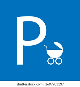 Road sign Parking for prams sign