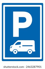 road sign, parking lot for vans, space for a van, pickup, delivery car, vector