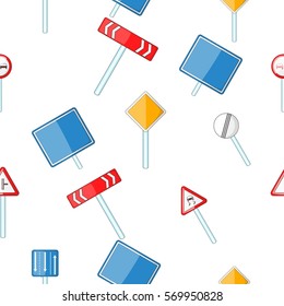 Road sign pattern. Cartoon illustration of road sign vector pattern for web