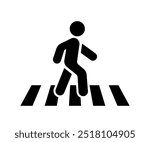 Road Sign Pedestrian Crossing icon. Silhouette style. Vector icon.