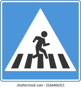 Road sign pedestrian crossing. Warning for vehicle drivers. Vector image.