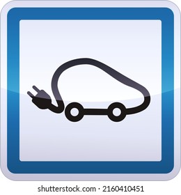 Road sign of a place for an electric car (cut out)