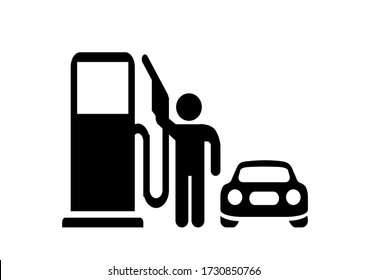 Straßenschild Zeiger Auto Betankung auf einem weißen Hintergrund. Tanken. Benzinbetankung. Vorlage für Text. Vector-Bild. Poster. Hintergrundbild.