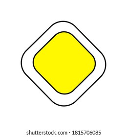 Road sign pointer to main road vector image. Traffic Laws. Road sign with a main road. Attention, make way. Driving. Vector. Background image. Place for text. Poster.