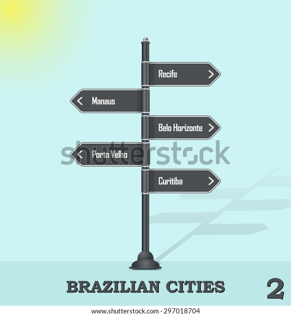 Road sign post - Brazilian\
cities 2