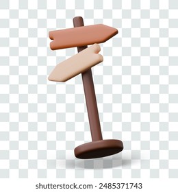 Road sign post with empty arrows. Vector realistic template