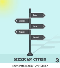 Road sign post - Mexican cities 3