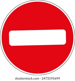 Road sign prohibited entry. A section of road on which vehicles are prohibited from entering. Preventing movement in prohibited directions. Warning road sign.