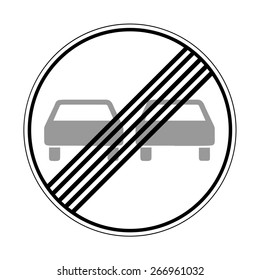 Road sign. Prohibitory sign. End of prohibition.