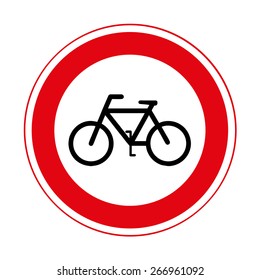 Road sign. Prohibitory sign. No bicycles.