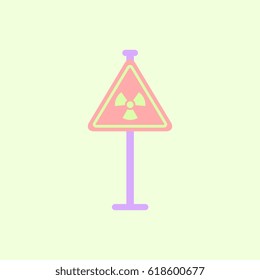 road sign with an radioactive symbol