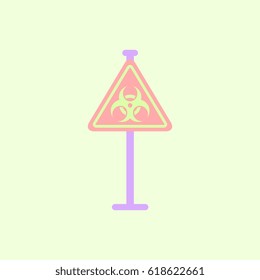 road sign with an radioactive symbol
