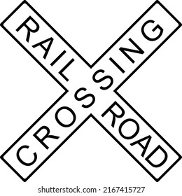 Road Sign Railway Crossing Single Tracks Stock Vector (Royalty Free ...