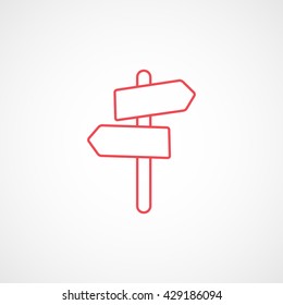 Road Sign Red Icon On White Background