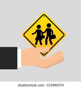 road sign school zone icon vector illustration eps 10