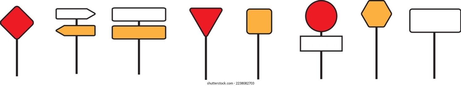 road sign set blank template
