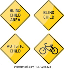 Road sign set. Hand-drawn traffic sign icon in the United States. Isolated on white background. Vector illustration. Eps 10.