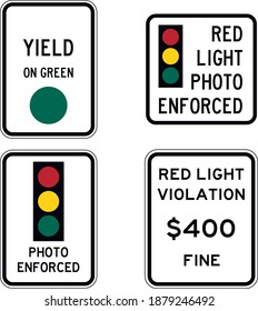 Road sign set. Hand-drawn traffic sign icon in the United States. Isolated on white background. Vector illustration. Eps 10.