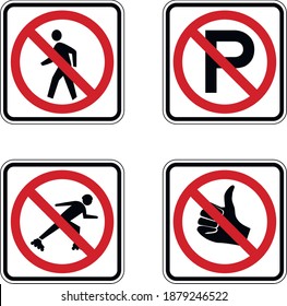 Road sign set. Hand-drawn traffic sign icon in the United States. Isolated on white background. Vector illustration. Eps 10.