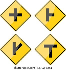 Road sign set. Hand-drawn traffic sign icon in the United States. Isolated on white background. Vector illustration. Eps 10.