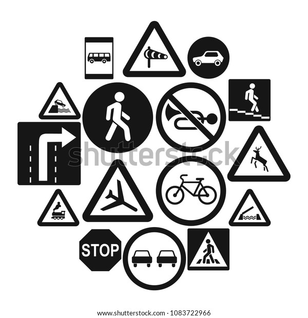 Road Sign\
Set icons in simple style for any\
design