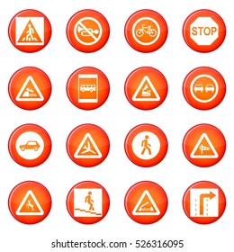 Road Sign Set icons vector set of red circles isolated on white background