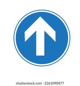 A road sign showing direction straight.