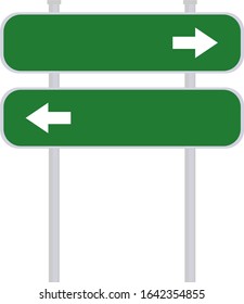 Road sign showing two different ways right and left. 