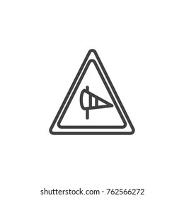 Road sign side winds line icon, outline vector sign, linear style pictogram isolated on white. Symbol, logo illustration. Editable stroke