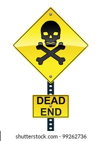 Road sign with Skull and Dead End text