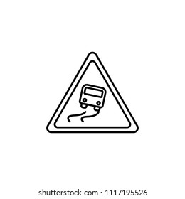 road sign slippery road icon. Element of traffic signs icon for mobile concept and web apps. Thin line road sign slippery road icon can be used for web and mobile on white background