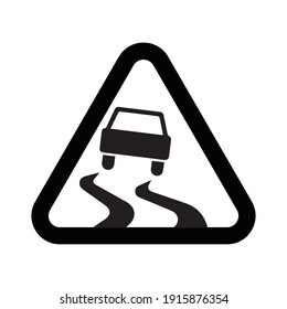 Road Sign Slippery Road Vector Icon EPS10