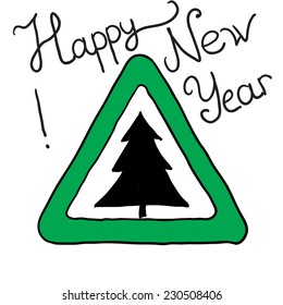 road sign spruce. vector illustration