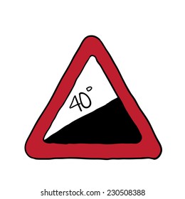 road sign a steep climb. vector illustration