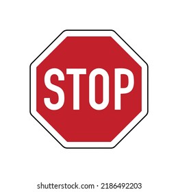 Straßenschilderhaltestelle einzeln auf weißem Hintergrund. Bewegung ohne Anhalten ist verboten. Verbotszeichen. Vektorgrafik.