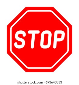 Road sign STOP on white background.