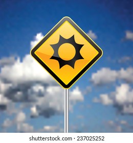 Road sign with sun symbol vector illustration.