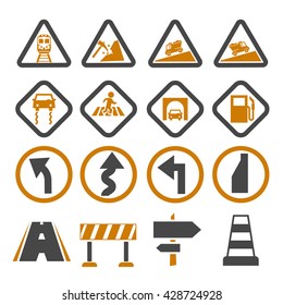 road sign, symbol road icon set