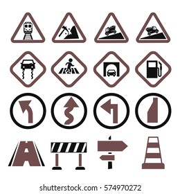 road sign, symbol road icon set