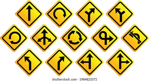 Road sign and symbols set vector illustration image