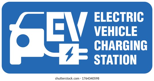 Road sign template of Electric Vehicle Charging Station.vector illustration. flat design 