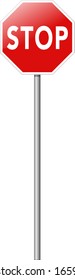 Road sign template with word stop on the red plate illustration