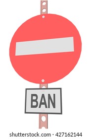 road sign and a sign with the text "BAN"