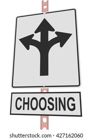 road sign and a sign with the text "CHOOSING"