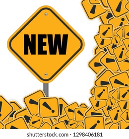 road sign with text new inside. new sign